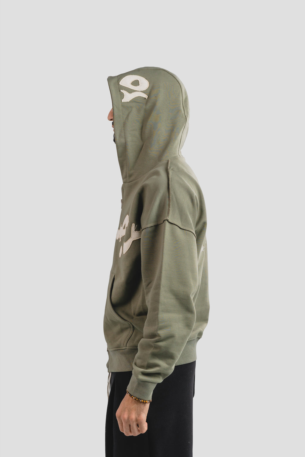 Olive green on white stitching