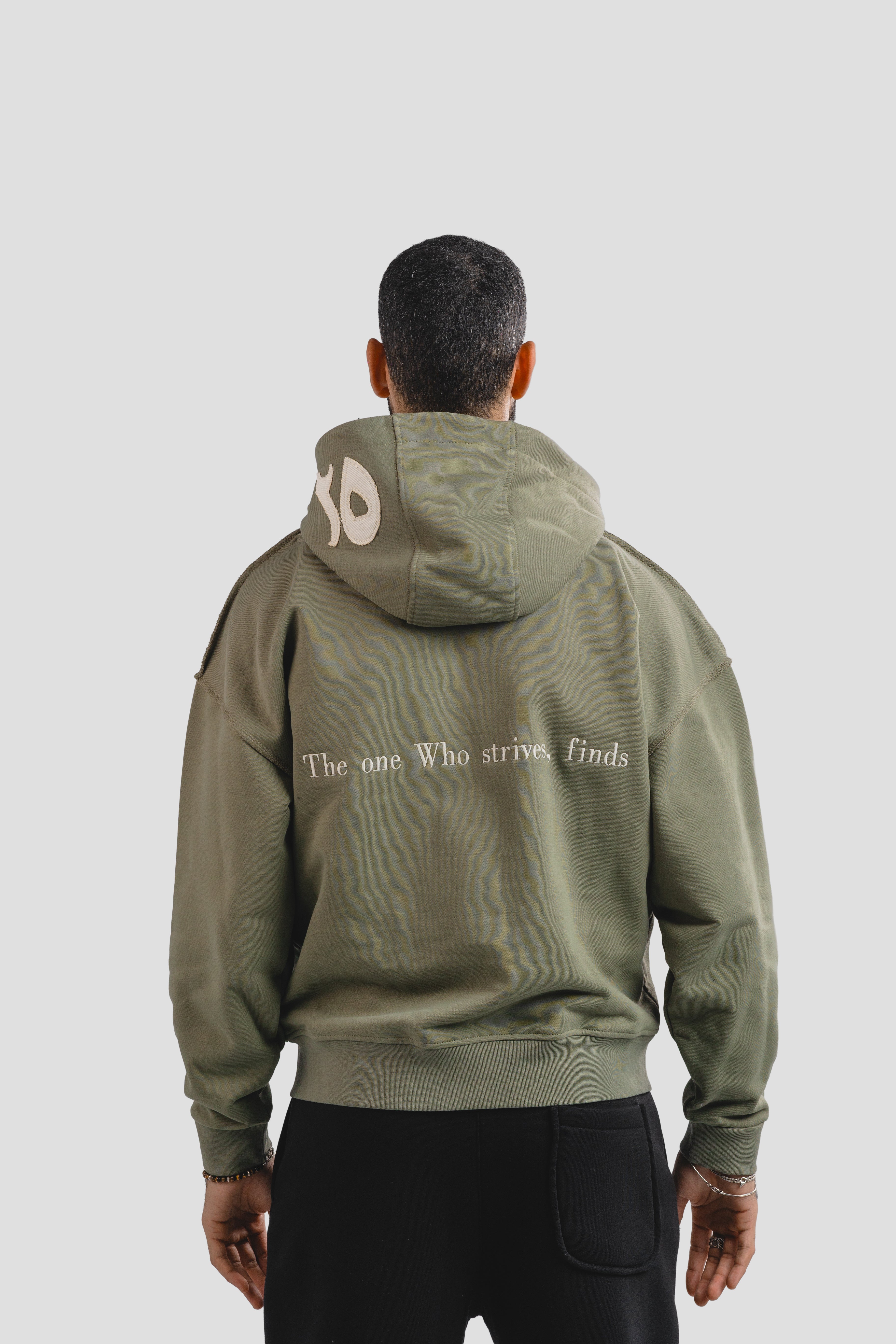 Olive green on white stitching