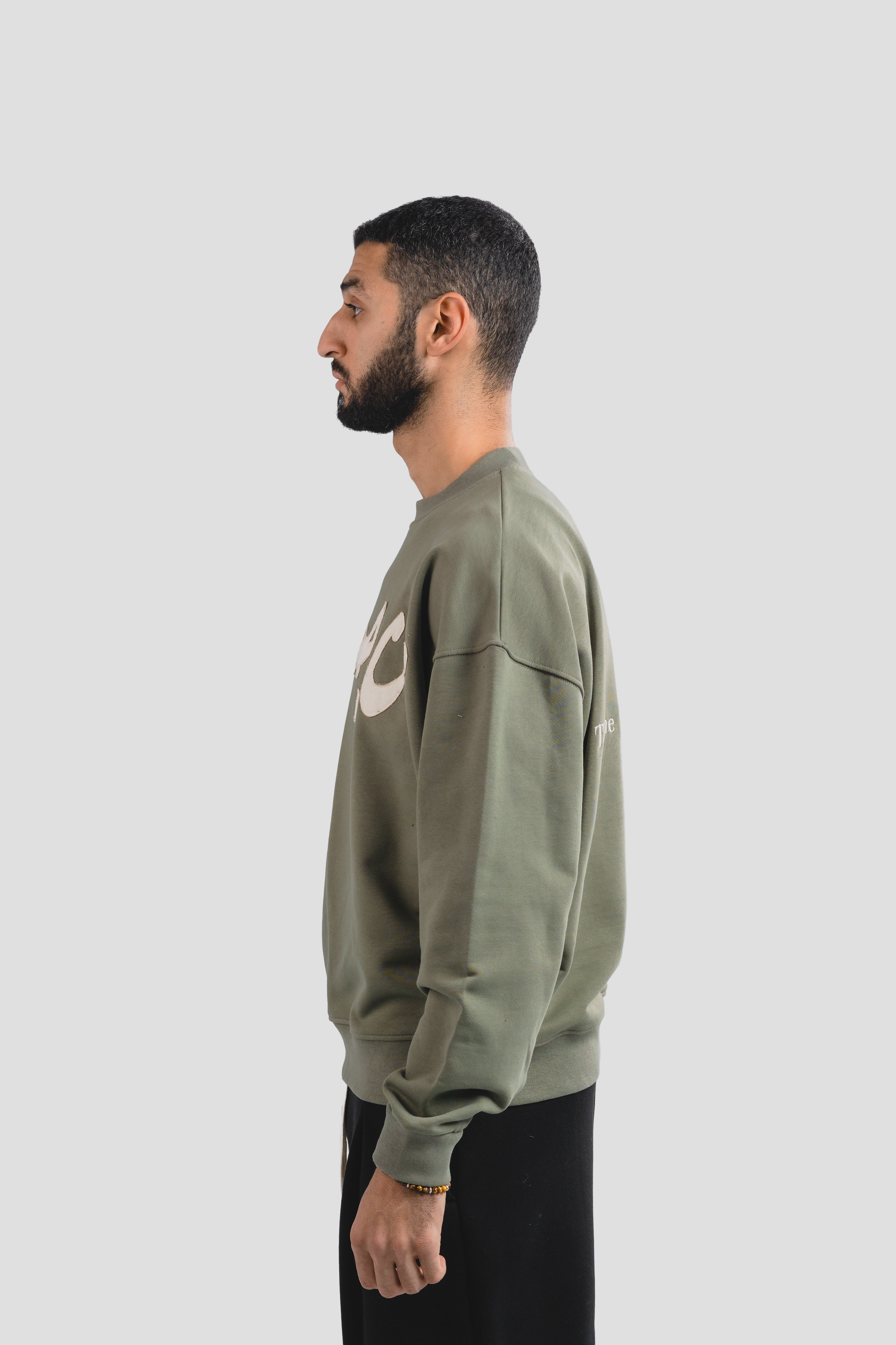 Olive Green on white stitching